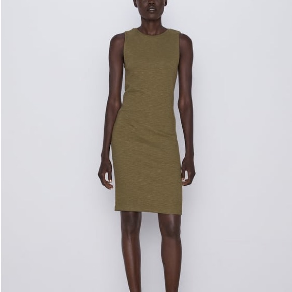 Zara | Dresses | Zara Textured Tube Dress Size Us Medium Green Color |  Poshmark